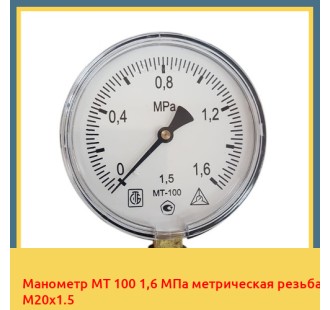 Манометр МТ 100 1,6 МПа метрическая резьба М20х1.5 в Усть-Каменогорске